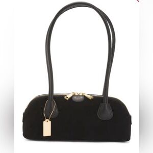 MONCRIEF LONDON ‘Josie’ Suede East West Long Handle Handbag